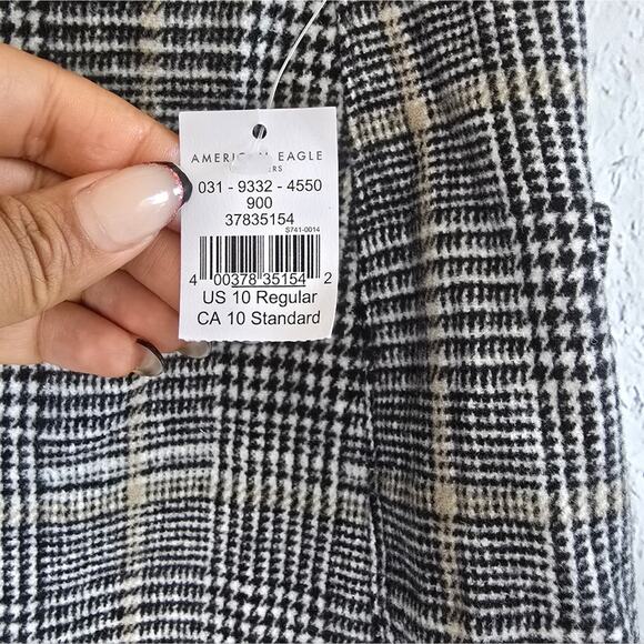 American Eagle NWT Gray And Brown Plaid Hi-Rise Mini Skirt 10 - Picture 8 of 16